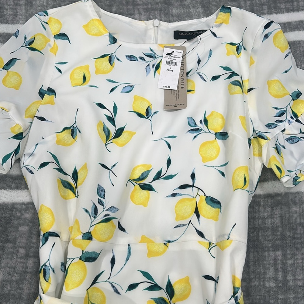 Banana Republic Yellow Lemon Print Mini Dress - Picture 3 of 9